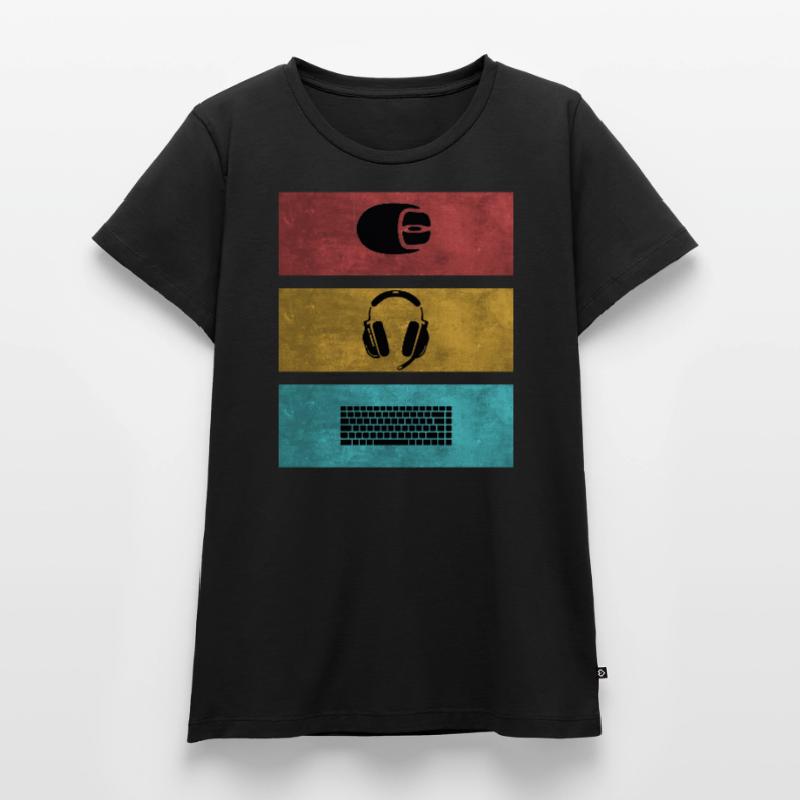 Basic Gamer Setup Programer Headset Souris Clavier T-shirt Premium bio Femme
