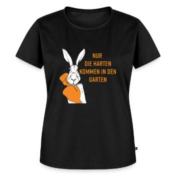 Nur die Harten kommen in den Garten - Frauen Premium Bio T-Shirt - Schwarz - Vorne - Selfina (174cm)