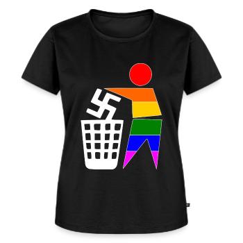 halte deine umwelt sauber - gegen rechts - Frauen Premium Bio T-Shirt - Schwarz - Vorne - Selfina (174cm)