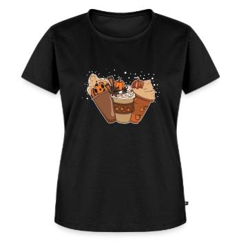 Pumpkin Drink Thanksgiving Season Autumn - Frauen Premium Bio T-Shirt - Schwarz - Vorne - Selfina (174cm)