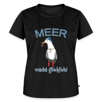 MEER macht glücklich! - Frauen Premium Bio T-Shirt - Schwarz - Vorne - Selfina (174cm)
