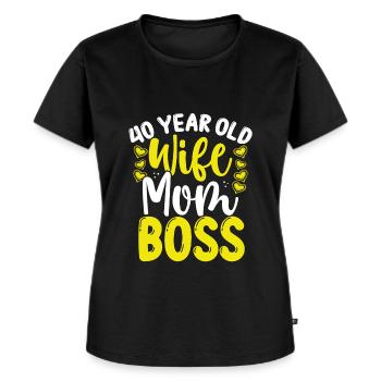 40 ans Femme Maman Patron Mère 40 Anniversaire Maman - T-shirt Premium bio Femme - noir - Devant - Selfina (174cm)