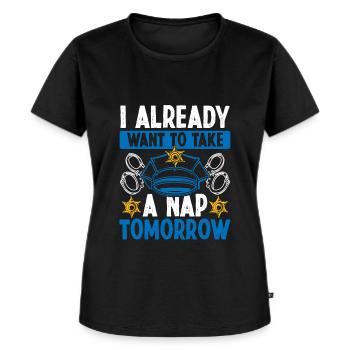 Drôle d’agent de police Humour Night Shift Policier - T-shirt Premium bio Femme - noir - Devant - Selfina (174cm)