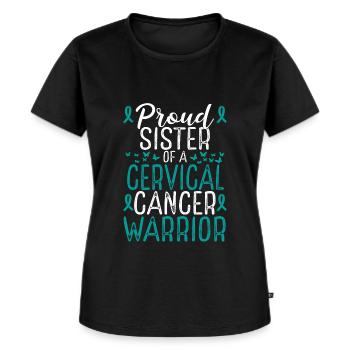 Mouvement de sensibilisation au cancer du col de l’utérus Ruban soeur - T-shirt Premium bio Femme - noir - Devant - Selfina (174cm)