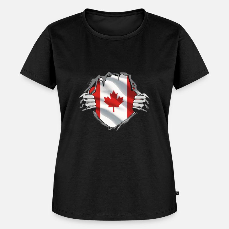 Drapeau du Canada Feuille d’érable Drapeau canadien Canada - T-shirt Premium bio Femme - noir