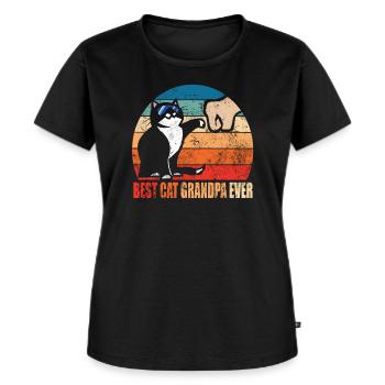 Retro beste Katze Opa jemals lustige Fauststoß - Frauen Premium Bio T-Shirt - Schwarz - Vorne - Selfina (174cm)