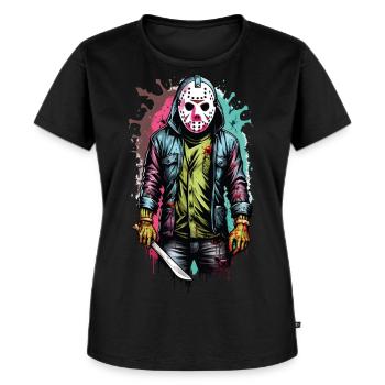 T Shirt Design Jason Graffiti - Frauen Premium Bio T-Shirt - Schwarz - Vorne - Selfina (174cm)