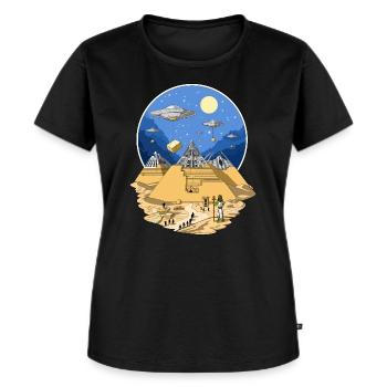 Ägyptische Pyramiden der UFO-Ausländer - Frauen Premium Bio T-Shirt - Schwarz - Vorne - Selfina (174cm)