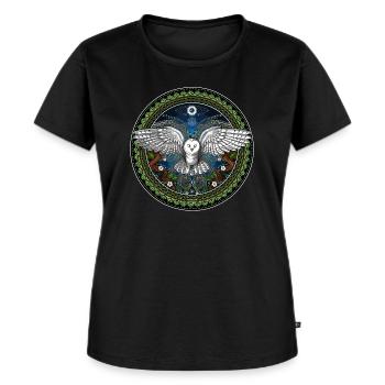 Hibou d’Ayahuasca - T-shirt Premium bio Femme - noir - Devant - Selfina (174cm)