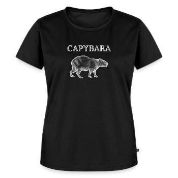 Capybara - Frauen Premium Bio T-Shirt - Schwarz - Vorne - Selfina (174cm)