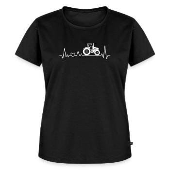 tracteur tracteur Heartbeat Farmer Farmer ECG - T-shirt Premium bio Femme - noir - Devant - Selfina (174cm)