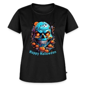 Conception du crâne d’Halloween 1.1 - T-shirt Premium bio Femme - noir - Devant - Selfina (174cm)