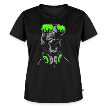 DJ T-Rex - Frauen Premium Bio T-Shirt - Schwarz - Vorne - Selfina (174cm)