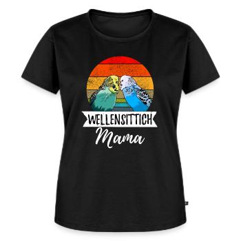 Wellensittich Mama Design mit Wellensittichen - Frauen Premium Bio T-Shirt - Schwarz - Vorne - Selfina (174cm)