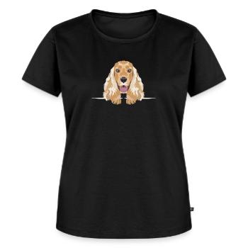 Cocker anglais souriant Spaniel - T-shirt Premium bio Femme - noir - Devant - Selfina (174cm)