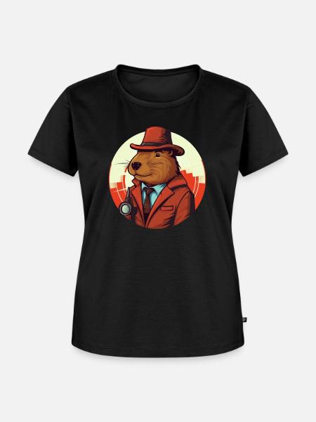 Reporter-Capybara Meerschweinchen - Frauen Premium Bio T-Shirt - Schwarz