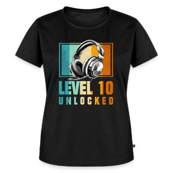 10. Geburtstag Junge Video Gamer Level 10 Unlocked - Frauen Premium Bio T-Shirt - Schwarz - Vorne - Selfina (174cm)