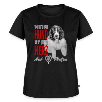 Mein Hund ist ein Landseer - Frauen Premium Bio T-Shirt - Schwarz - Vorne - Selfina (174cm)