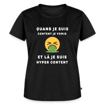 Je vomis je suis content cité de la peur cotation - T-shirt Premium bio Femme - noir - Devant - Selfina (174cm)
