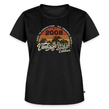 Vintage 2008 Birthday Retro 2008 - Women's Premium Organic T-shirt - black - Front - Selfina (174cm)