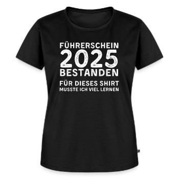 Führerschein 2025 bestanden - Frauen Premium Bio T-Shirt - Schwarz - Vorne - Selfina (174cm)