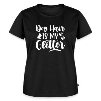 Hundehaar ist mein Glitzer - Frauen Premium Bio T-Shirt - Schwarz - Vorne - Selfina (174cm)