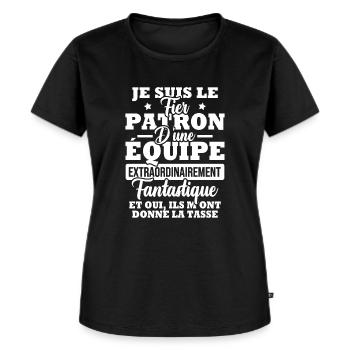 Je suis le fier patron d'une équipe - T-shirt Premium bio Femme - noir - Devant - Selfina (174cm)