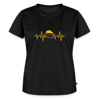 Käse Herzschlag - Frauen Premium Bio T-Shirt - Schwarz - Vorne - Selfina (174cm)