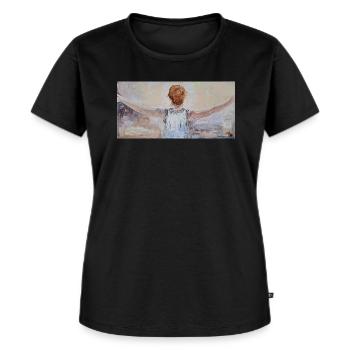 Open up - Frauen Premium Bio T-Shirt - Schwarz - Vorne - Selfina (174cm)