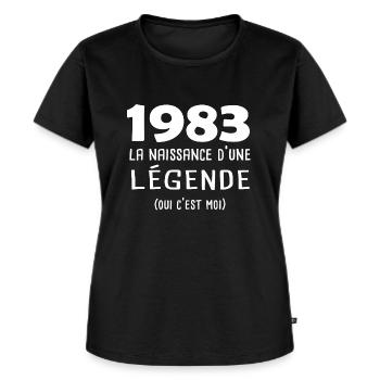 1983 la naissance d'une légende cadeau année - T-shirt Premium bio Femme - noir - Devant - Selfina (174cm)
