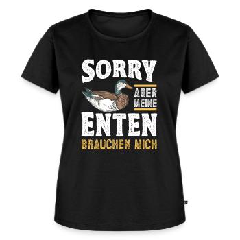 Landwirt Ente Entenhalter Lass uns über Enten - Frauen Premium Bio T-Shirt - Schwarz - Vorne - Selfina (174cm)