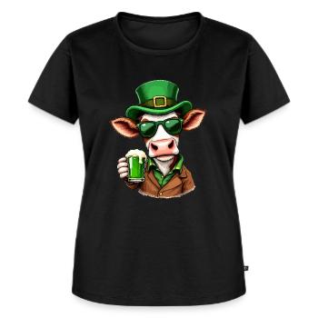 Koe St. Patrick's Day Beer Outfit Boer Koeien - Vrouwen Premium Bio T-shirt - zwart - Voor - Selfina (174cm)
