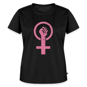 Feministin - Venus - Weibliches Zeichen - Niedliche Feministin - Frauen Premium Bio T-Shirt - Schwarz - Vorne - Selfina (174cm)