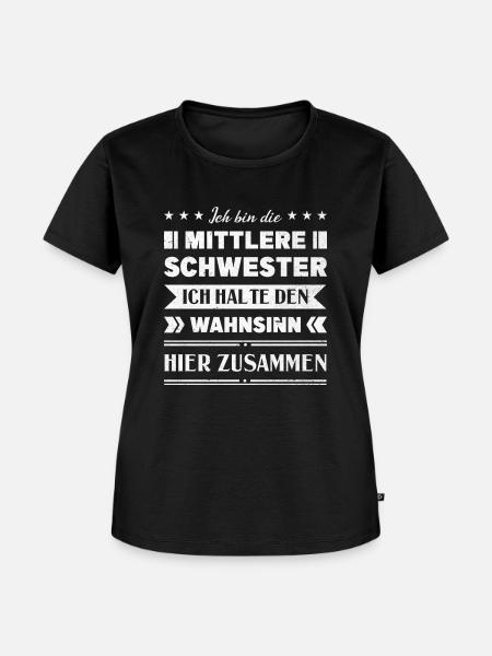 Mittelkind Sandwichkind Mittlere Schwester - Frauen Premium Bio T-Shirt - Schwarz