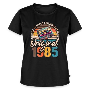 Vintage geboren 1985 Geburtstag Original 1985 - Frauen Premium Bio T-Shirt - Schwarz - Vorne - Selfina (174cm)
