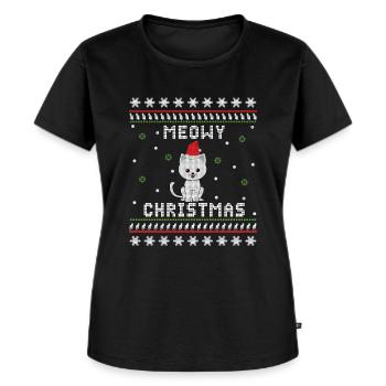Ugly Christmas Katzen - Frauen Premium Bio T-Shirt - Schwarz - Vorne - Selfina (174cm)
