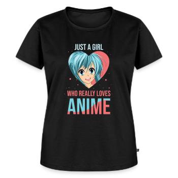 Nur Ein Mädchen Das Anime Liebt Otaku - Frauen Premium Bio T-Shirt - Schwarz - Vorne - Selfina (174cm)