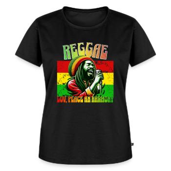 Luv peace harmony - Frauen Premium Bio T-Shirt - Schwarz - Vorne - Selfina (174cm)