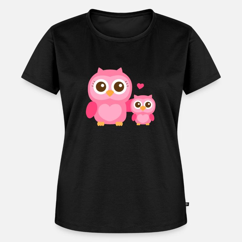 Nette Eule Mutter und Kind - Frauen Premium Bio T-Shirt - Schwarz