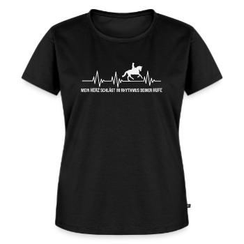 Herzschlag Pferd Reiterin Geschenk - Frauen Premium Bio T-Shirt - Schwarz - Vorne - Selfina (174cm)