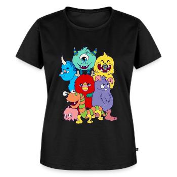 Geschenkidee Monster Design Geburtstag Halloween - Frauen Premium Bio T-Shirt - Schwarz - Vorne - Selfina (174cm)