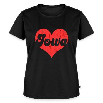 Citoyen américain Drapeau de l’État américain Cœur Amour Iowa - T-shirt Premium bio Femme - noir - Devant - Selfina (174cm)