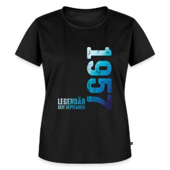Legendär Seit September 1957 - Frauen Premium Bio T-Shirt - Schwarz - Vorne - Selfina (174cm)