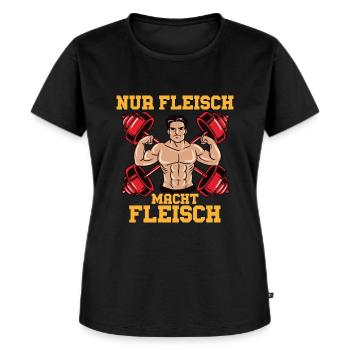 Bodybuilding Anti Vegan Nur Fleisch macht Fleisch - Frauen Premium Bio T-Shirt - Schwarz - Vorne - Selfina (174cm)
