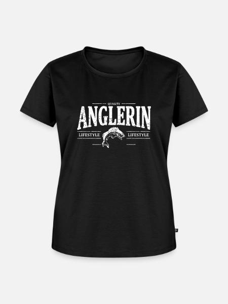Anglerin - Frauen Premium Bio T-Shirt - Schwarz