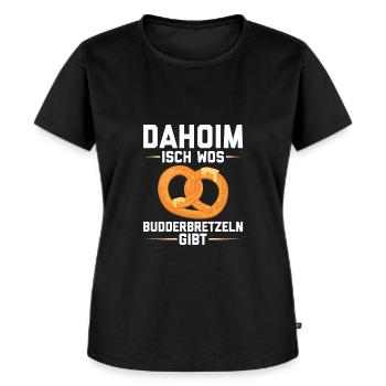 Schwaben Sprüche | Schwäbisch Schwabe Geschenkidee - Frauen Premium Bio T-Shirt - Schwarz - Vorne - Selfina (174cm)