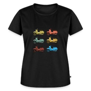Retro Simson Schwalbe Vintage Colors - Women's Premium Organic T-shirt - black - Front - Selfina (174cm)
