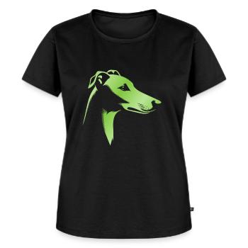 Windhund Greyhound, Hundekopf, Zeichnung grün - Frauen Premium Bio T-Shirt - Schwarz - Vorne - Selfina (174cm)