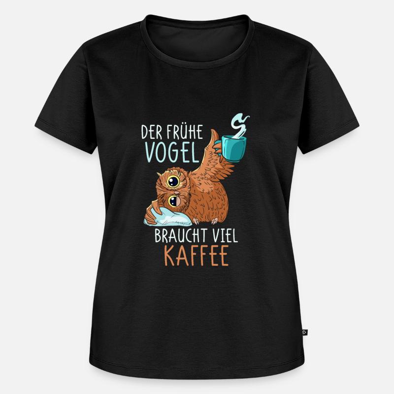 Kaffee Eule Kaffeetrinker Koffein lustiger Spruch - Frauen Premium Bio T-Shirt - Schwarz