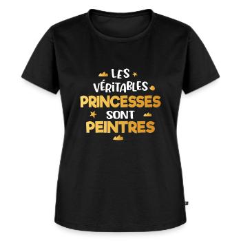 Peintre femme cadeau drôle humour princesse - T-shirt Premium bio Femme - noir - Devant - Selfina (174cm)